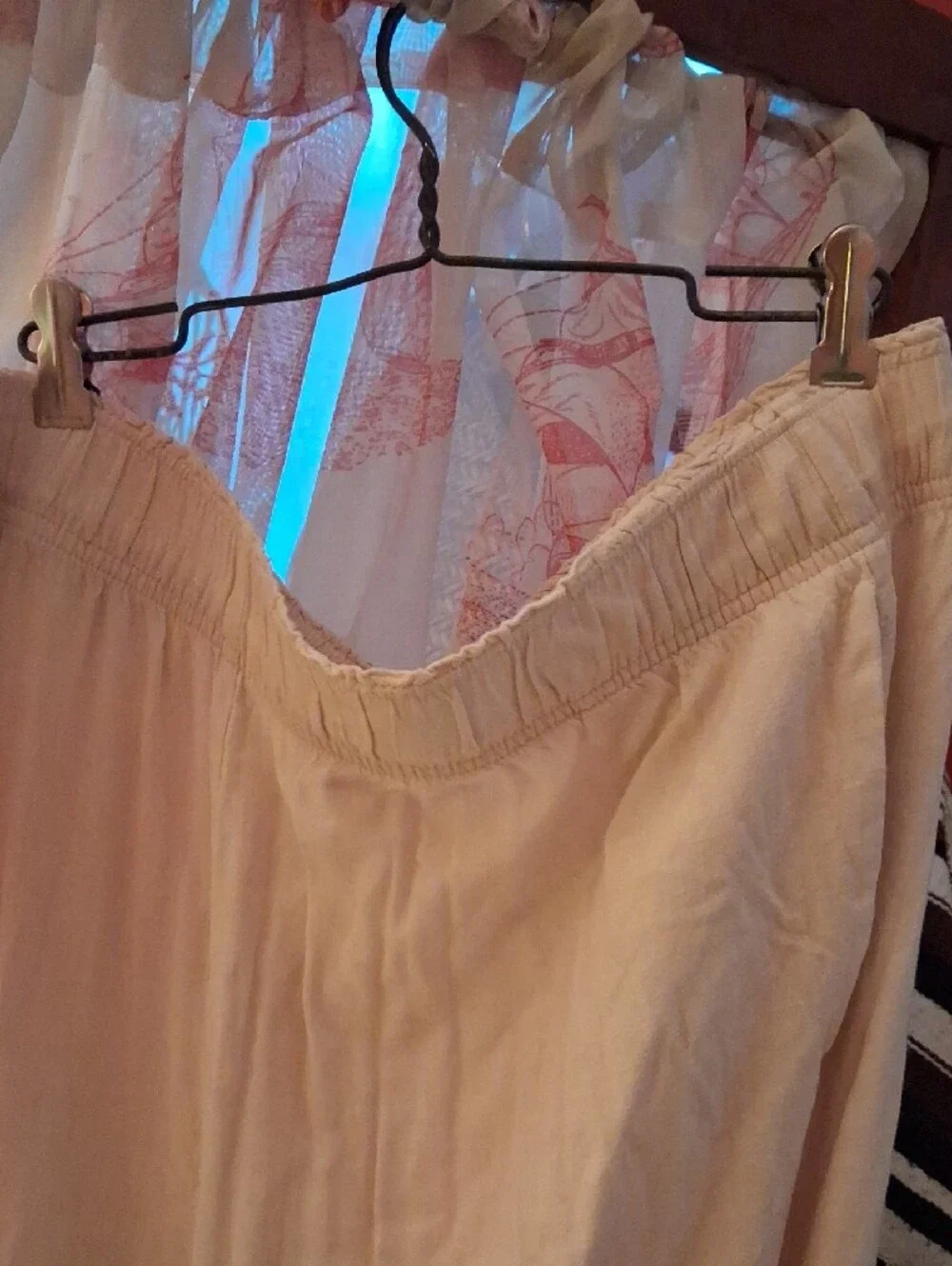 Cream Wide-Leg Linen Pants